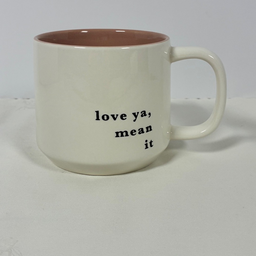 Threshold Coffee Mug Love Ya Mean It Stoneware Pink Interior Valentine's Cottage